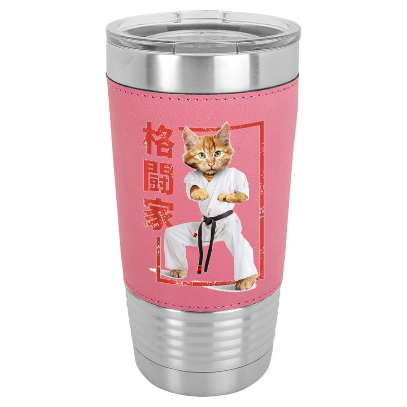 Cat Karate Player , Cat Samurai , Japanese Style T Shirt Leatherette Tumbler | Artistshot