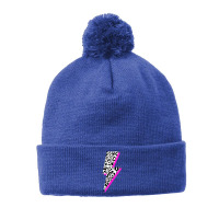 Leopard Lightning Bolt Pink Shadow Cheetah Graphic Print Pom Pom Beanie | Artistshot