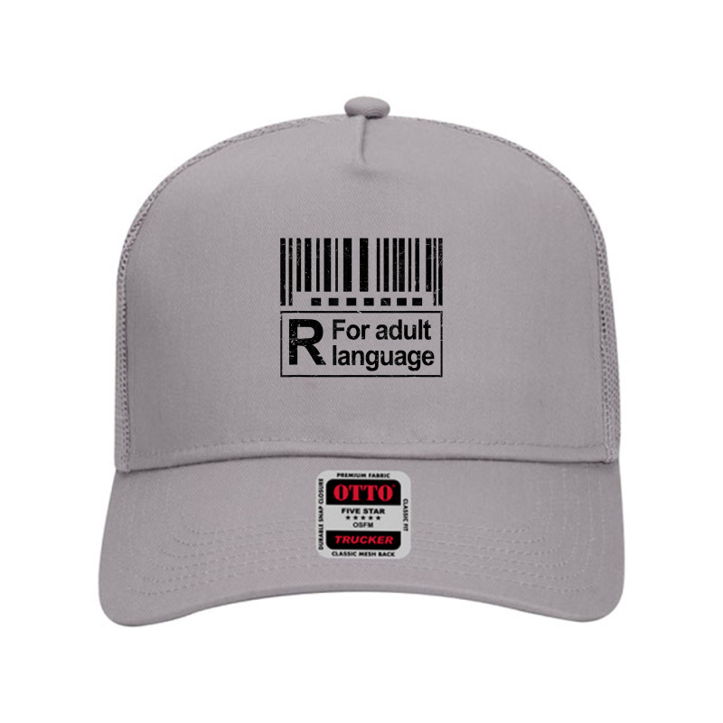 Barcode Sign R For Adult Language Warning Label Sign T Shirt Mesh Back Trucker Hat by vazwttopperve | Artistshot