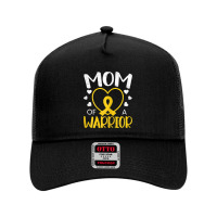 Womens Mom Of A Warrior Childhood Cancer Awareness Month T Shirt Mesh Back Trucker Hat | Artistshot