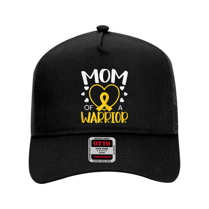 Womens Mom Of A Warrior Childhood Cancer Awareness Month T Shirt Mesh Back Trucker Hat | Artistshot