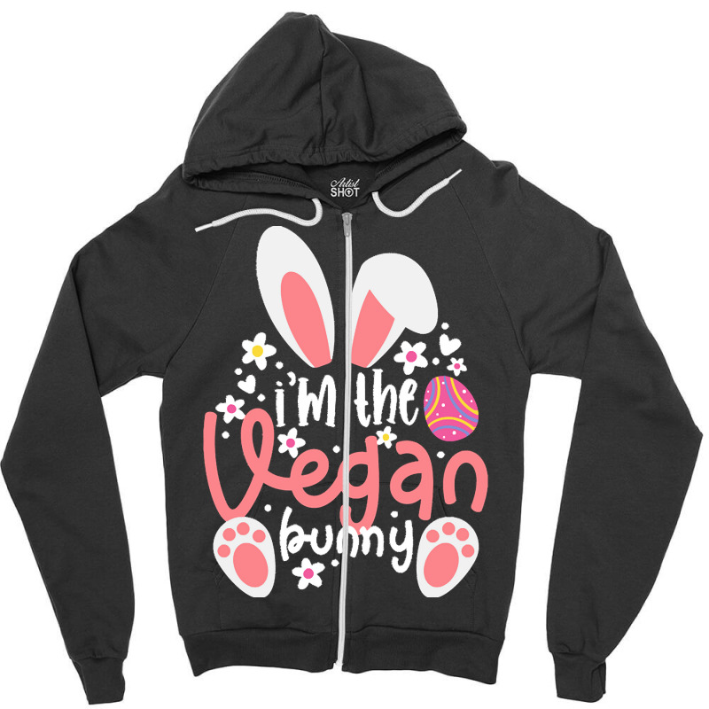 Vegan Design T  Shirt Bunny Ears I'm The Vegan Bunny Matching Easter V Zipper Hoodie by handjacquelyn42 | Artistshot