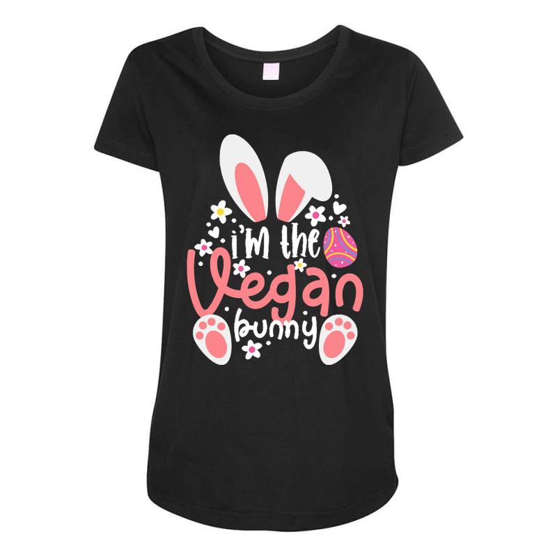 Vegan Design T  Shirt Bunny Ears I'm The Vegan Bunny Matching Easter V Maternity Scoop Neck T-shirt by handjacquelyn42 | Artistshot