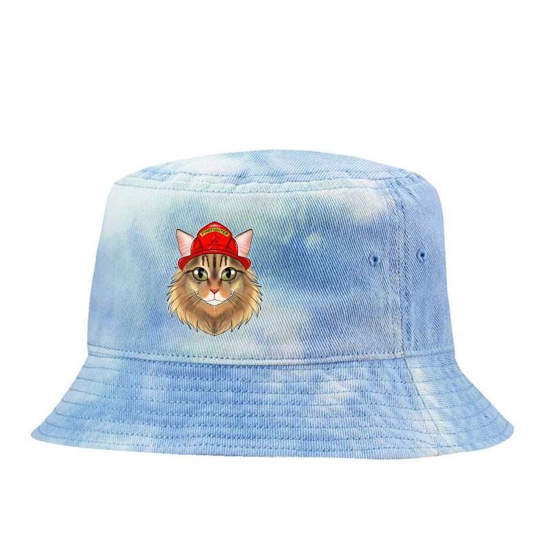 Cat Lover I Fireman Cat I Firefighter Siberian Cat Premium Tie Dyed Bucket Hat by Yuh2105 | Artistshot