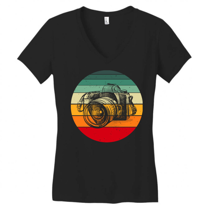 Retro Vintage Camera Photography Lover Photographer Women's V-Neck T-Shirt by UbengArt | Artistshot