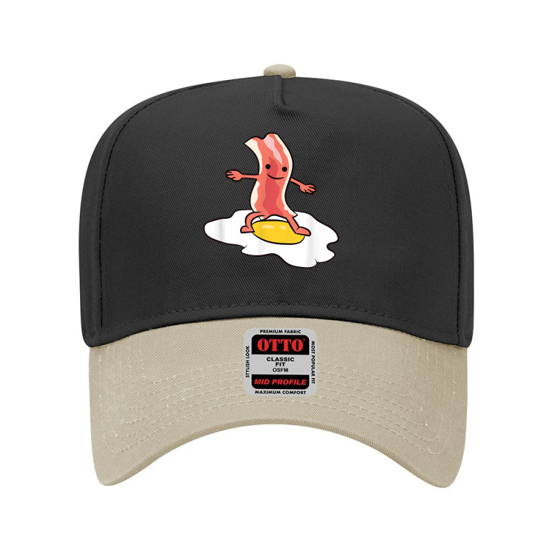 Kawaii Bacon Surfing On Fried Egg Breakfast Egg And Bacon For Fans Adjustable Baseball Cap by BethelThrift | Artistshot