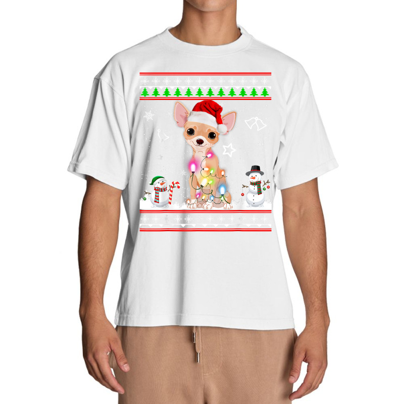 Chihuahua Christmas Dog Light Ugly Sweater Urban Heavy T-shirt | Artistshot