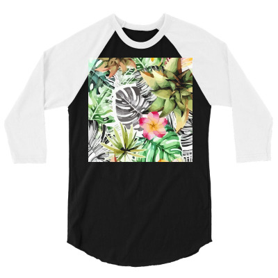 Botanical T  Shirt Botanical Handsome Coral Flower T  Shirt 3/4 Sleeve Shirt Designed By Pullovercostarican