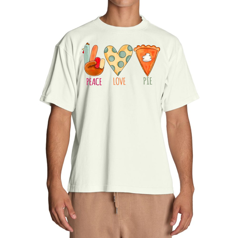 Peace Love Pie Food Fall Turkey Hand Sign Thanksgiving Party Urban Heavy T-shirt | Artistshot