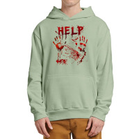 Funny Help Bloody Handprint Halloween Costume Matching Mens Urban Pullover Hoodie | Artistshot