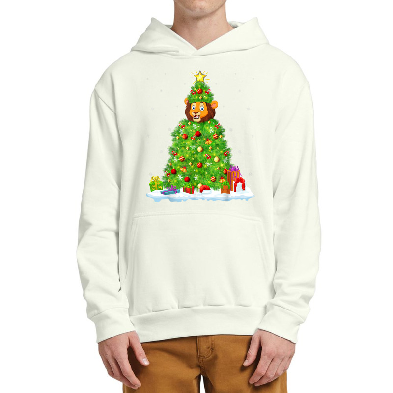 Xmas Decorations Lights Santa Lion Christmas Tree Urban Pullover Hoodie | Artistshot