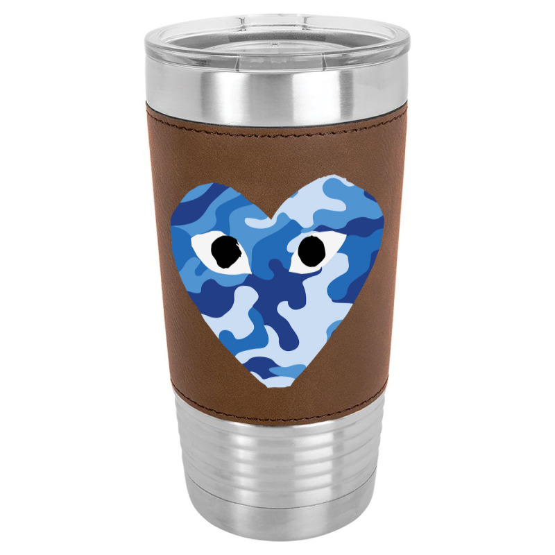 Heart With Eyes Blue Camo Leatherette Tumbler | Artistshot