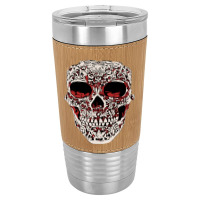 Skull T  Shirt Big Carved Red And White Skeleton Skull Head T  Shirt Leatherette Tumbler | Artistshot