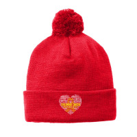 Childhood Cancer Awareness Heart Support Strong Warrior T Shirt Pom Pom Beanie | Artistshot