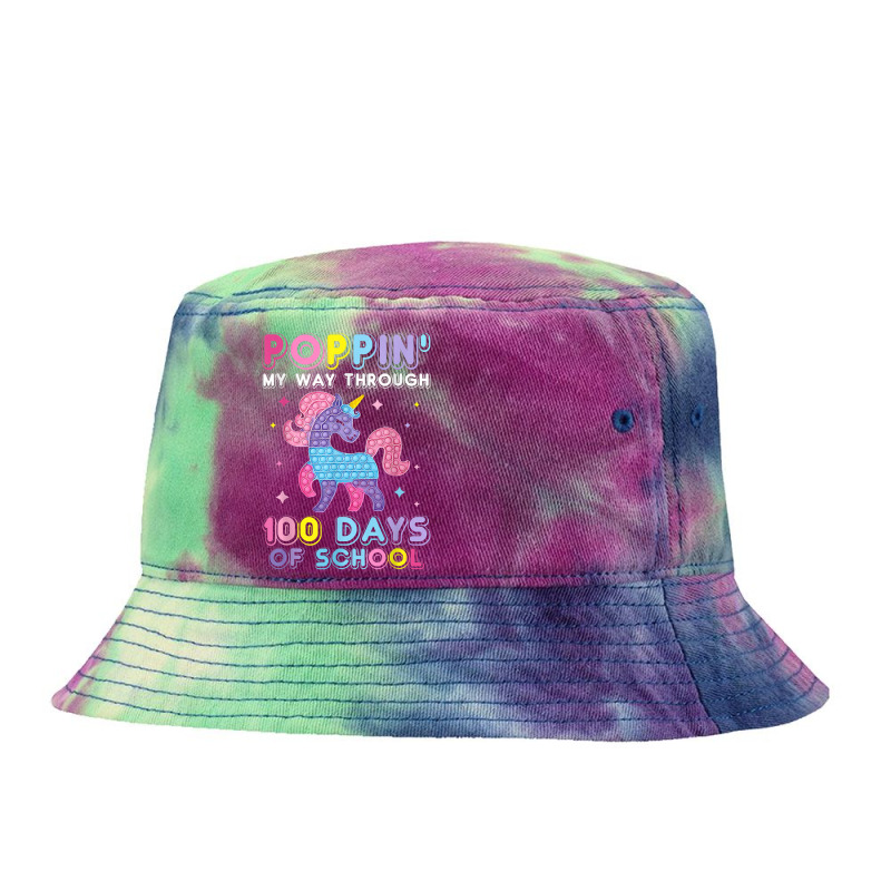 Poppin' My Way Through 100 Days Of School Unicorn Pop It Tie Dyed Bucket Hat | Artistshot