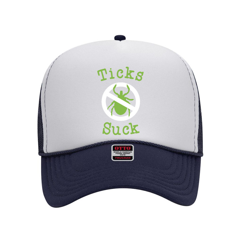 Ticks Suck Shirt Lyme Disease Gift Green Awareness Ribbon 2 Foam Trucker Hat by lindavalere | Artistshot