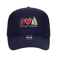 Peace Love Christmas Tshirt   Funny Christmas Tree Book Tree T Shirt Foam Trucker Hat | Artistshot