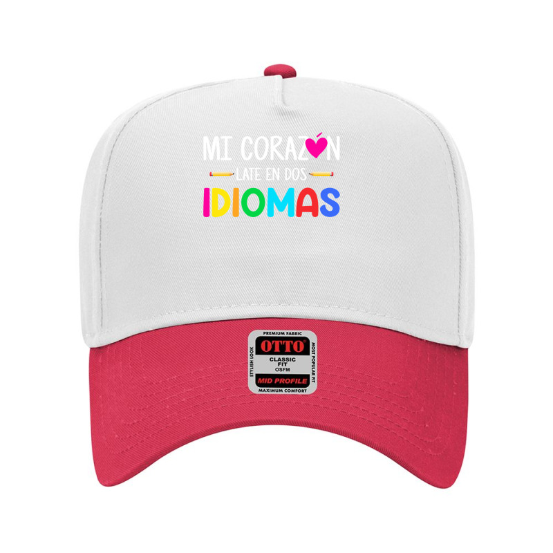 Mi Corazon Late En Dos Idiomas, Bilingual Spanish Teacher Adjustable Baseball Cap by new121 | Artistshot