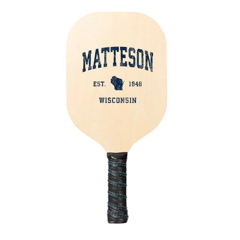 Matteson Wisconsin Wi Vintage Athletic Navy Sports Design Pickleball Paddle | Artistshot