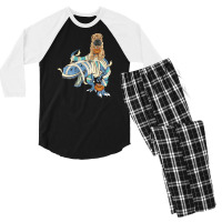 Shar Pei Riding Dinosaur Halloween Dog Men's 3/4 Sleeve Pajama Set | Artistshot