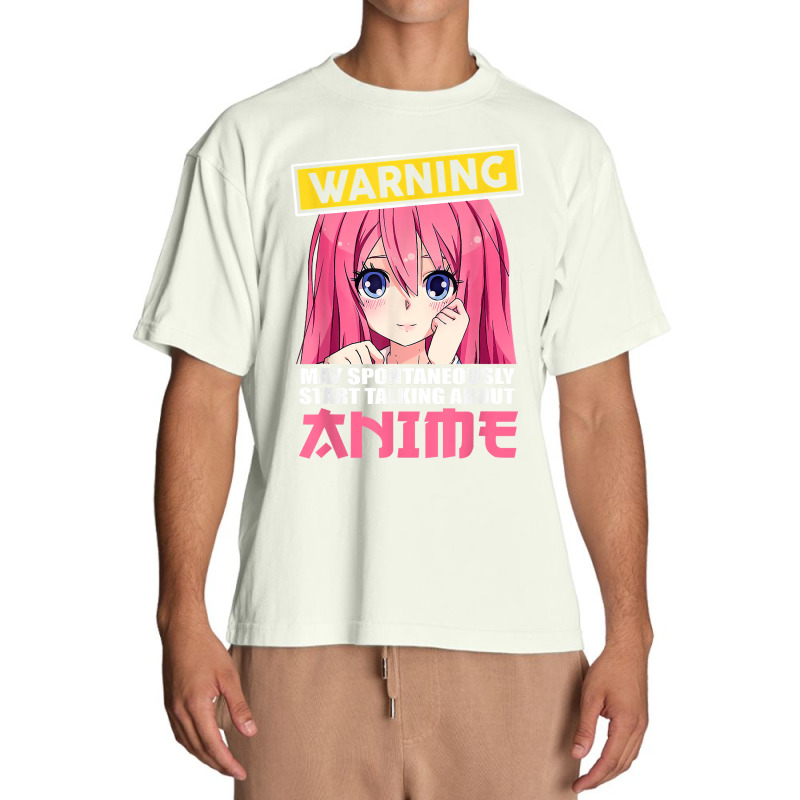 Warning May Spontaneously Start Talking About Anime Girls T Shirt Urban Heavy T-shirt | Artistshot