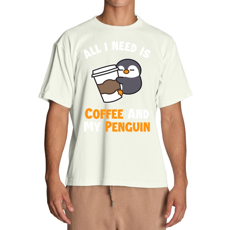 Coffee And My Penguin Sea Bird King Emperor Penguin Urban Heavy T-shirt by cm-arts | Artistshot