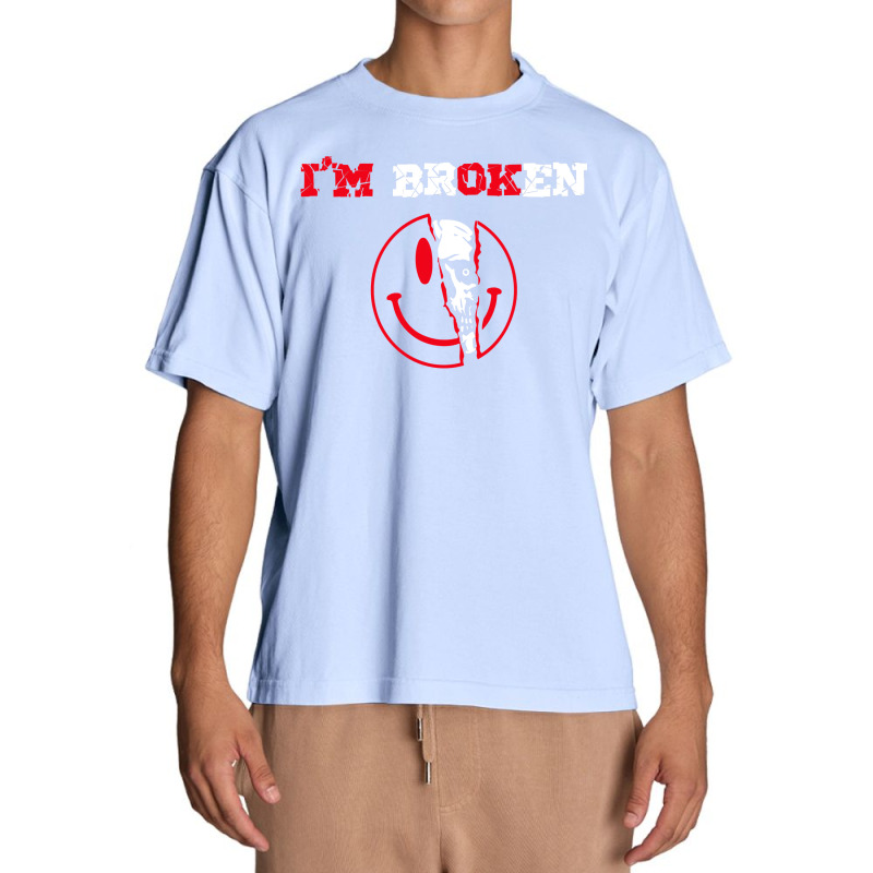 Confused Smile I'm Broken Invisible Illness I'm Ok Broken Urban Heavy T-shirt by cm-arts | Artistshot