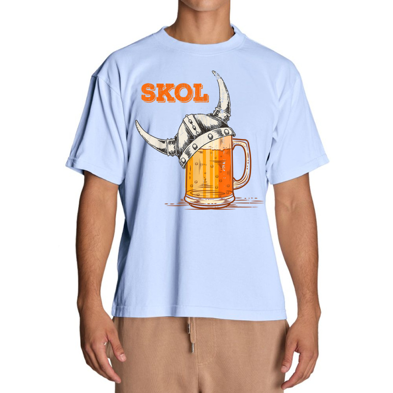 Mens Skol Nordic Viking Helmet Drinking Glass T Shirt Urban Heavy T-shirt | Artistshot