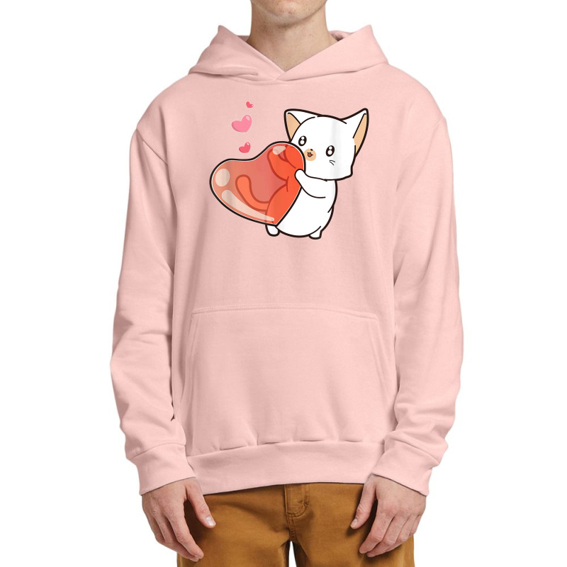 Cute Feline Kitten Cat Owner Heart Hearts Day Valentines Day Urban Pullover Hoodie | Artistshot