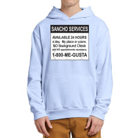 Mens Funny Sancho Services News Ad Mexican Humor For Sanchos T Shirt Urban Pullover Hoodie | Artistshot