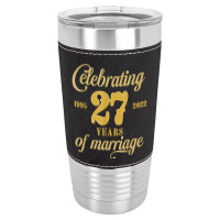 Celebrating 27 Years Of Marriage 27th Wedding Anniversary T Shirt Leatherette Tumbler | Artistshot