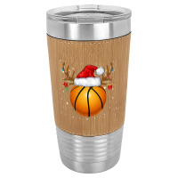 Funny Basketball Reindeer Santa Hat Christmas Holiday Gifts Leatherette Tumbler | Artistshot