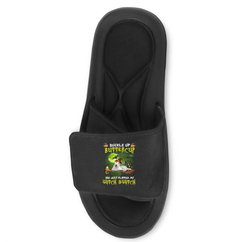 Siberian Husky Buckle Up Buttercup You Just Flipped My Witch Switch Slide Sandal | Artistshot