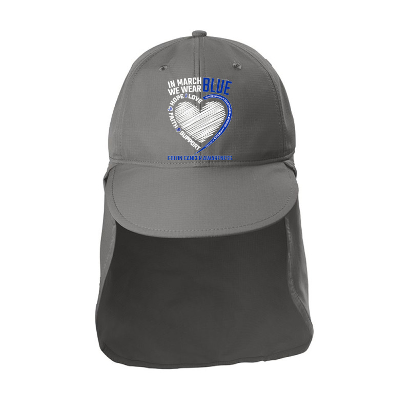 In March We Wear Blue Love Hope Faith Colon Cancer Awareness T Shirt Sun Shade Cap | Artistshot