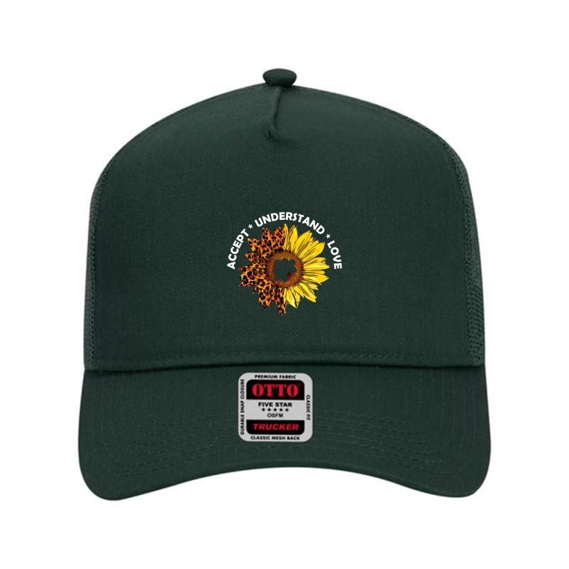 Accept Understand Love Sunflower Leopard Autism Teacher Mesh Back Trucker Hat by LindsayYuh | Artistshot