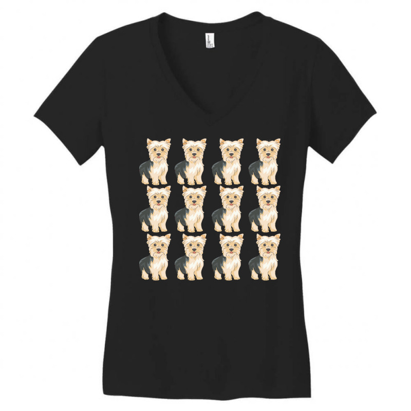 Cute Yorkie Pattern T  Shirt Yorkshire Terrier Cute Pattern T  Shirt Women's V-Neck T-Shirt by pullovercostarican | Artistshot