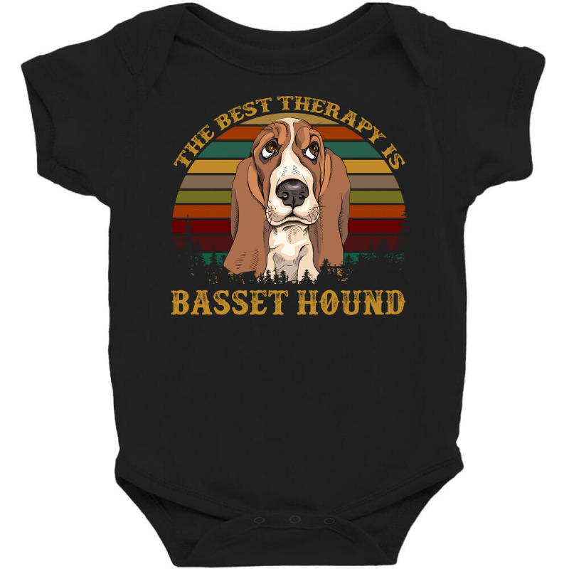 The Best Therapy Is Bassett Hound Dog Baby Bodysuit by UbengArt | Artistshot