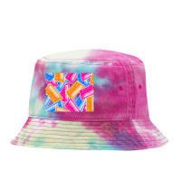 Analog Synthesizer Repeat Pattern Collage Artwork Design Tie Dyed Bucket Hat | Artistshot