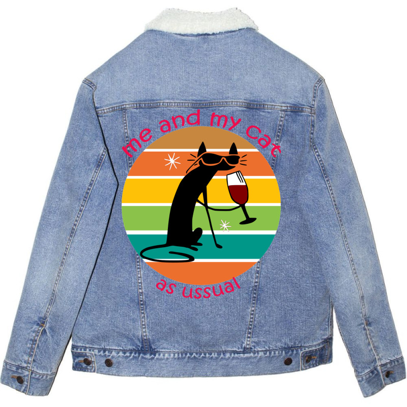 Funny Cat Unisex Sherpa-Lined Denim Jacket by DTFDOT | Artistshot