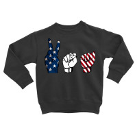 Usa American Flag Asl Sign Language 4th Of July Toddler Sweatshirt | Artistshot