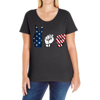 Usa American Flag Asl Sign Language 4th Of July Ladies Curvy T-shirt | Artistshot