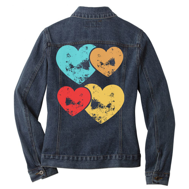 Funny Valentine Day Gift T  Shirt Vintage Heart Cool Retro Valentine D Ladies Denim Jacket by bellbottomsknow | Artistshot