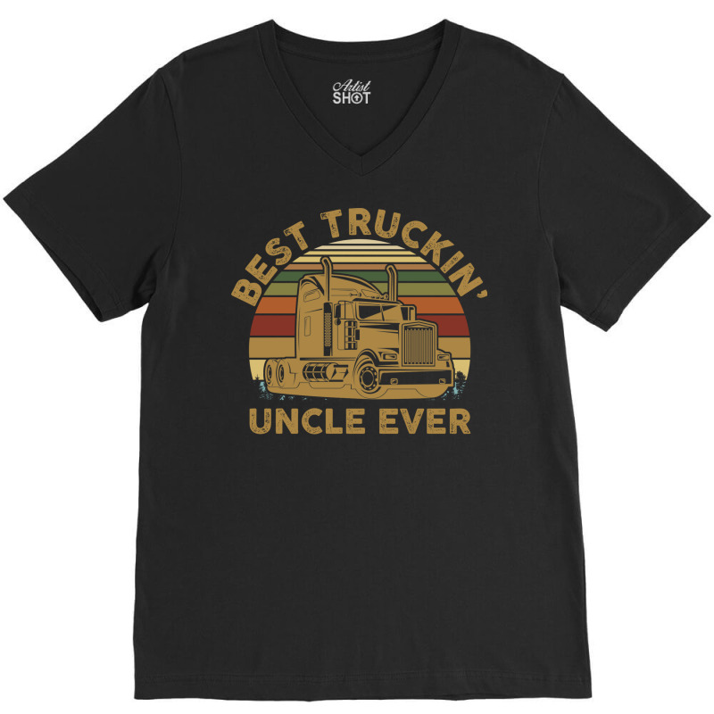 Vintage Best Truckin' Uncle Ever Retro Father's Day V-Neck Tee by UbengArt | Artistshot