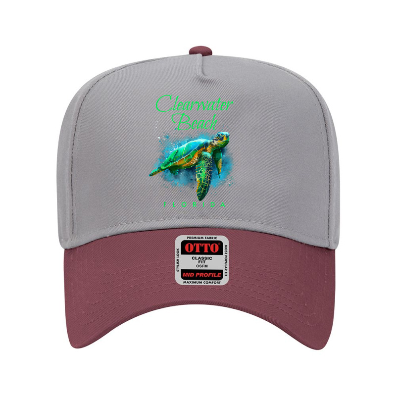 Clearwater Beach Florida Watercolor Sea Turtle Adjustable Baseball Cap by NikoPittman | Artistshot