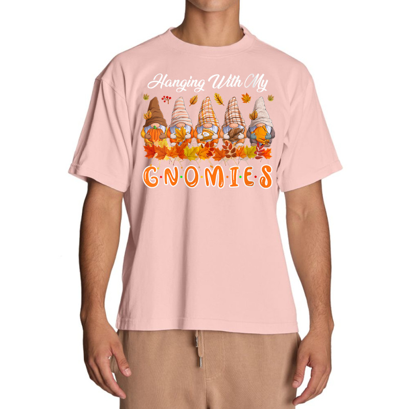 Womens Hanging With My Gnomies Five Gnomes Thanksgiving Fall Leaves V Urban Heavy T-shirt | Artistshot