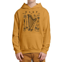 Harp Vintage Patent Harpist Drawing Print T Shirt Urban Pullover Hoodie | Artistshot