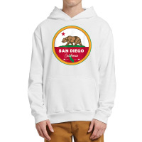 I Love San Diego California Ca Flag And Bear Badge Urban Pullover Hoodie | Artistshot