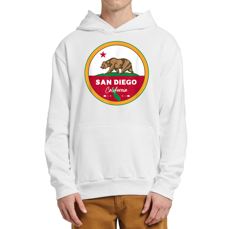 I Love San Diego California Ca Flag And Bear Badge Urban Pullover Hoodie by JamesPlyler | Artistshot