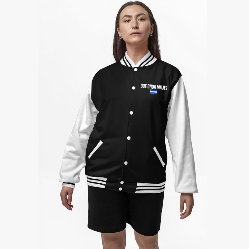 Que Onda Maje Salvadoran Slang El Salvador Flag T Shirt Bomber Jacket | Artistshot