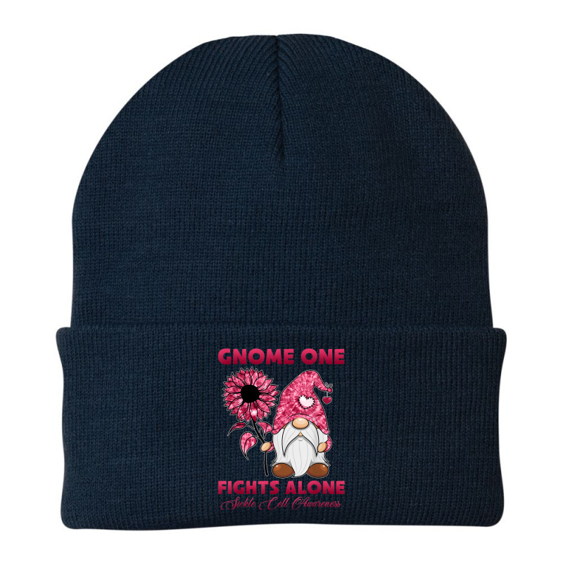 Gnome One Fight Alone Burgundy Ribbon Sickle Cell Awareness Beanie by NathanielDesign | Artistshot